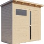 Bertilo Gartenhaus Pentus 1 aus Holz, naturbelassen, mit Fenster und Tür.
