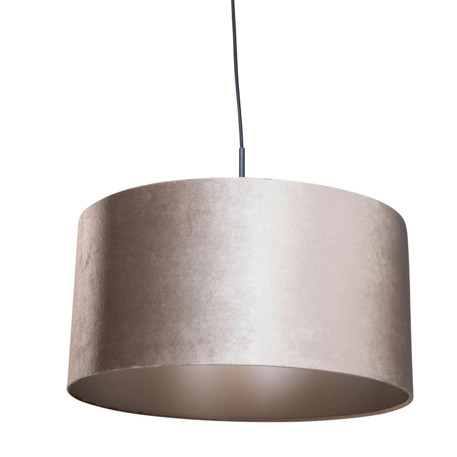 QAZQA Pendelleuchte Schwarz mit Samtschirm Taupe 50cm Combi 1