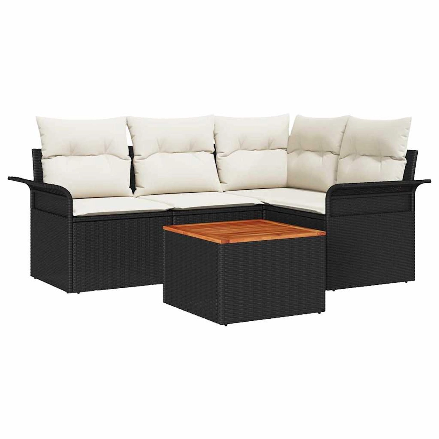 vidaXL Garten-Sofa-Set 5-Tlg Schwarz Poly Rattan 3347320 günstig online kaufen
