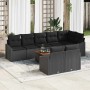 vidaXL Garten-Sofa-Set, 9-teilig, schwarz, Poly Rattan, mit Kissen und Tisch