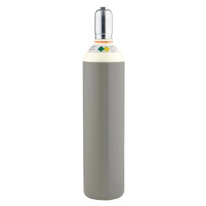 Graue Sauerstoffflasche 2.5 T20 (Leergut) für Schweiß- und Schneidarbeiten.