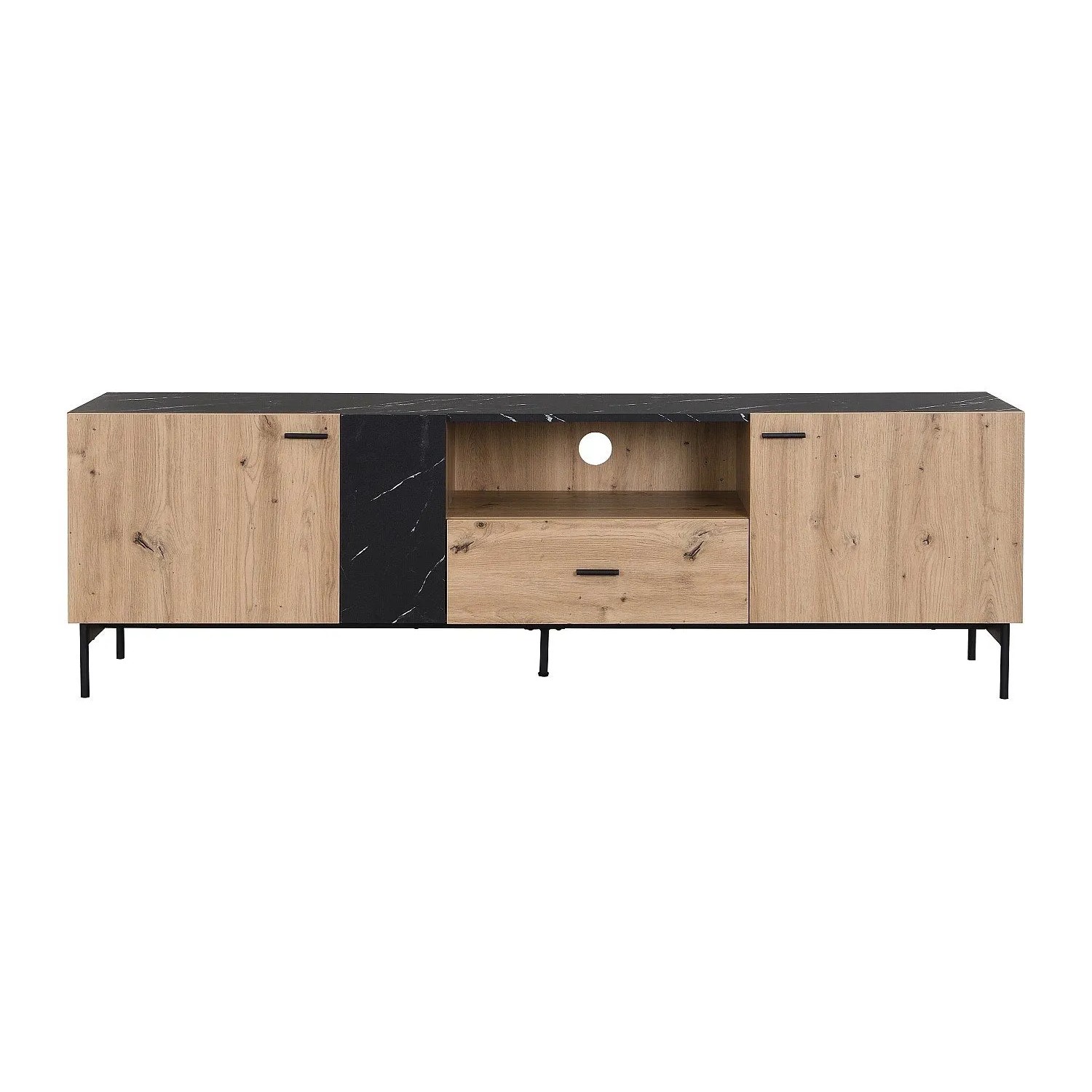 Vente-unique Tv-Board Liomena Schwarz  Naturfarben Hell 180 cm