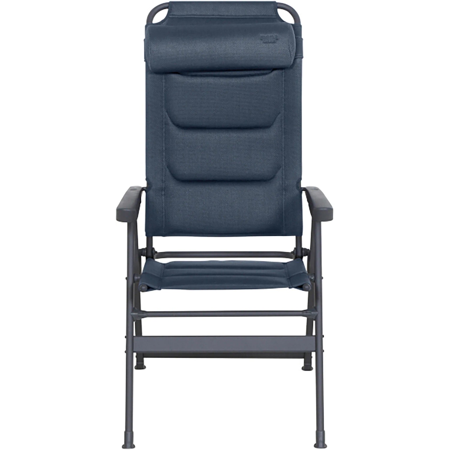 Siena Garden Campingsessel Premium, dunkelblau, mit AirMesh Bezug und anthrazitfarbenem Gestell.