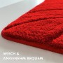 Detailaufnahme: Rote Karat Badematte Maris mit Blattstruktur, Badteppich, Badvorleger.