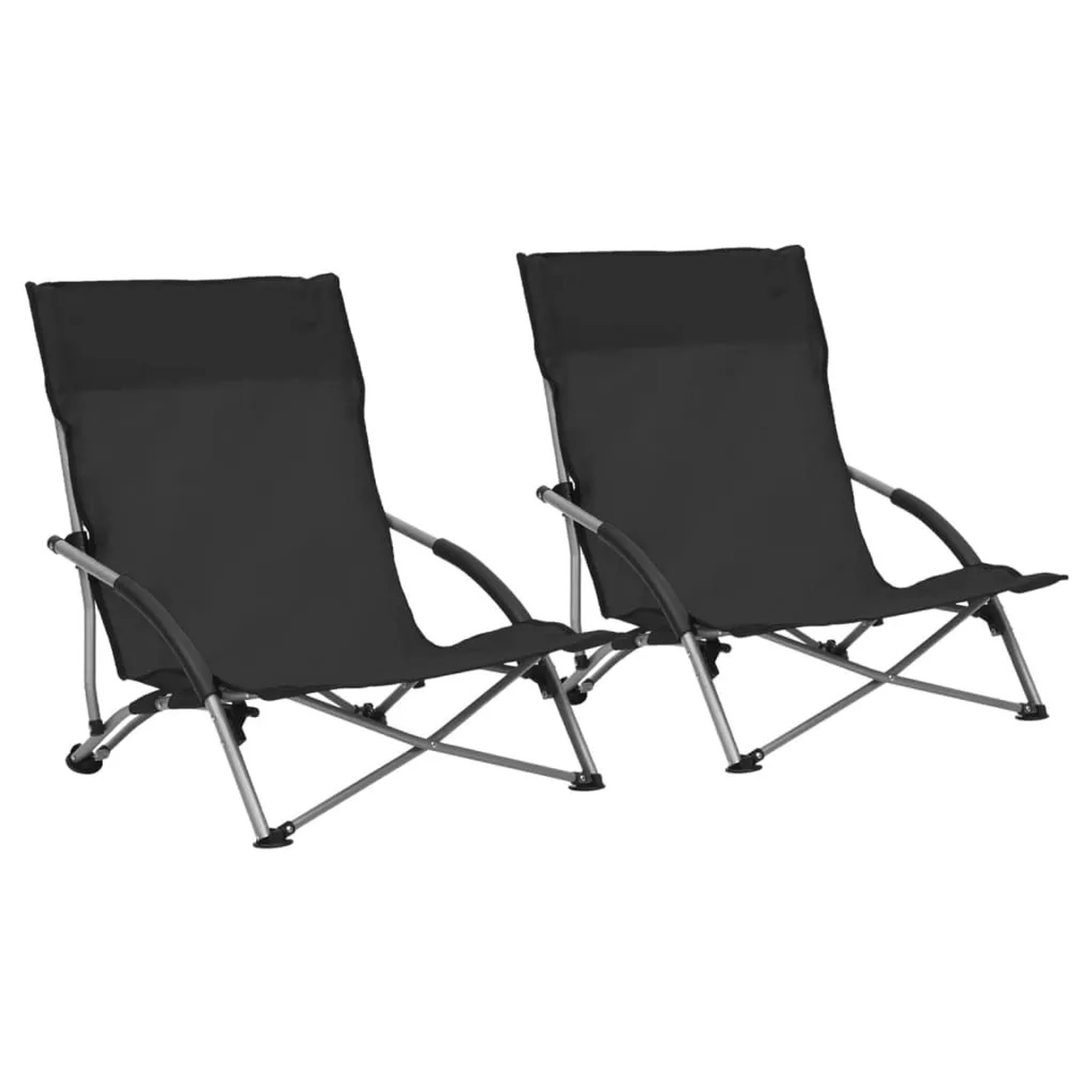 vidaXL Klappbare Strandstühle 2 Stk Schwarz Stoff 312489
