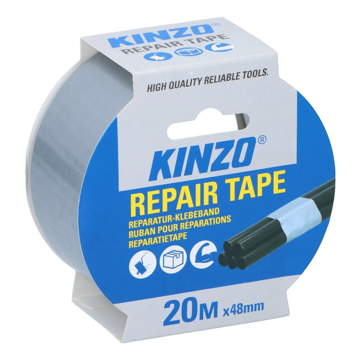 JUNG KINZO Reparatur Klebeband Silber 20m Wasserdichtes Stark Vielseitig Langlebig Robust Für Reparaturen Haushalt Handwerk Camping Auto Werkzeug