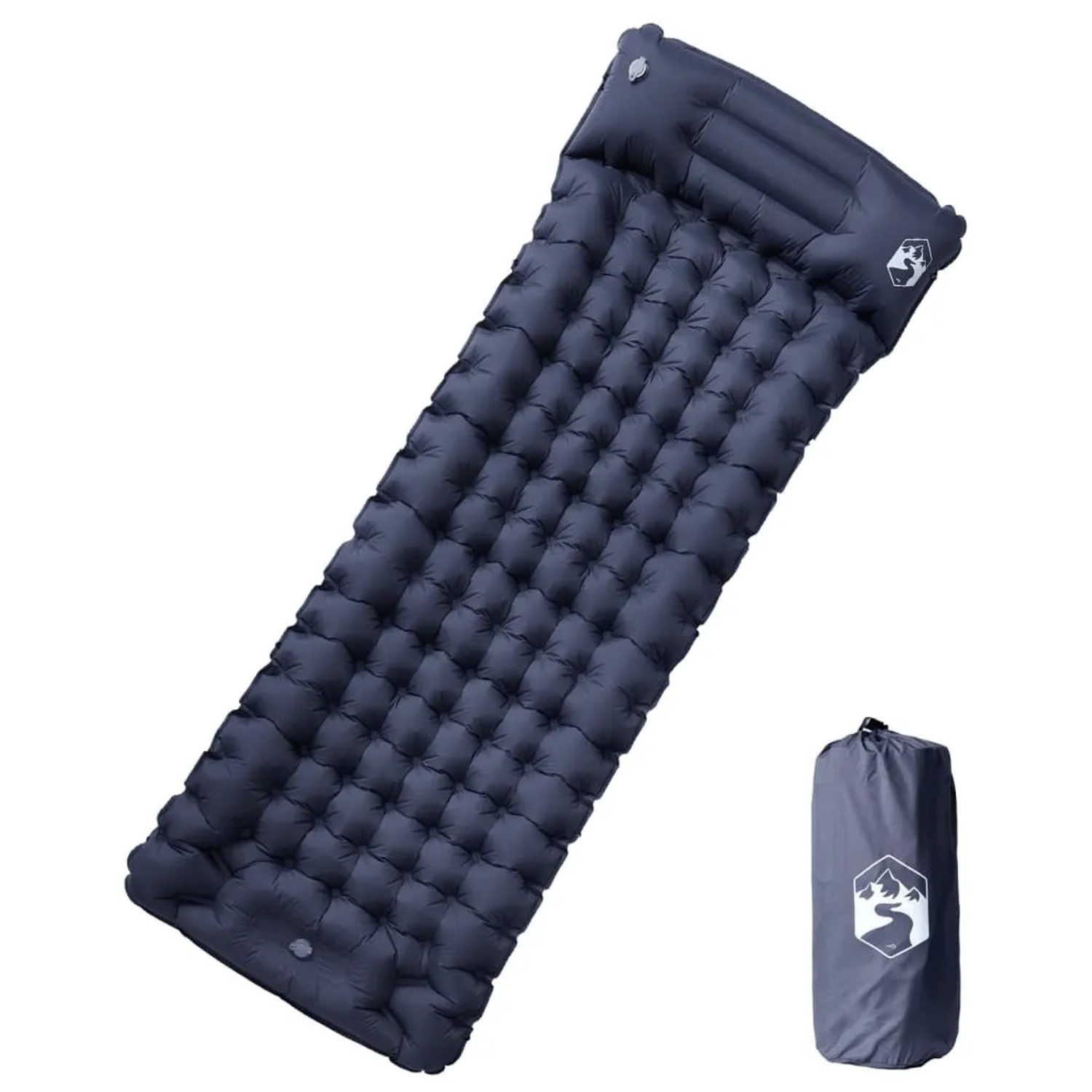 vidaXL Selbstaufblasende Isomatte mit Kissen Grau 4007094