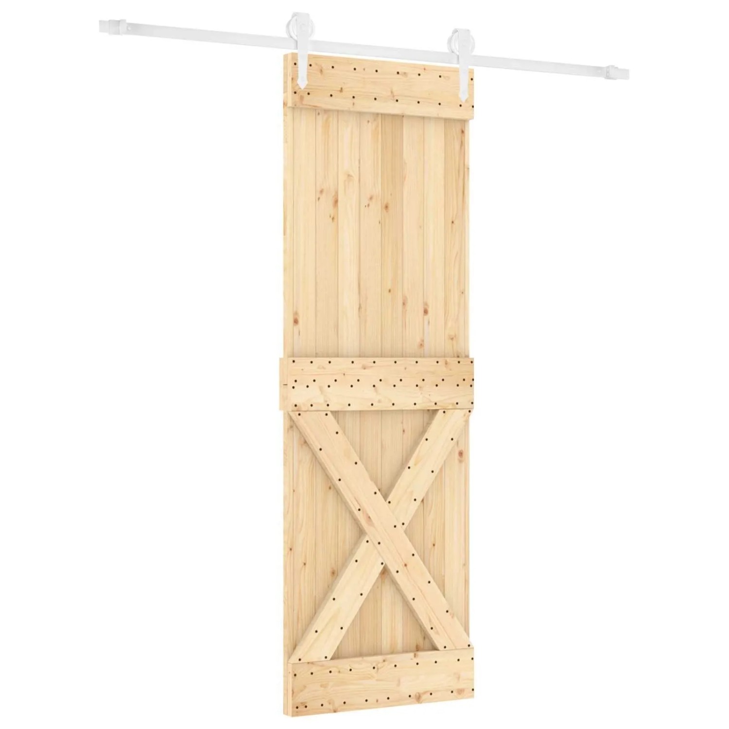 vidaXL Schiebetür Natur und Weiß 80 x 210 cm Massives Kiefernholz 3445173