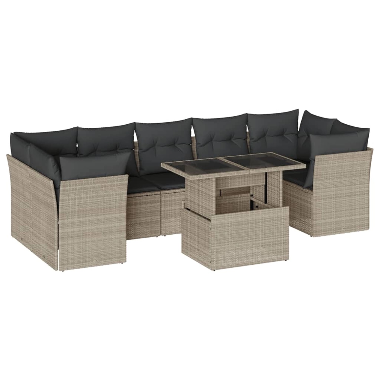 vidaXL 8-Tlg Garten-Sofagarnitur mit Kissen Hellgrau Poly Rattan 3266402 günstig online kaufen