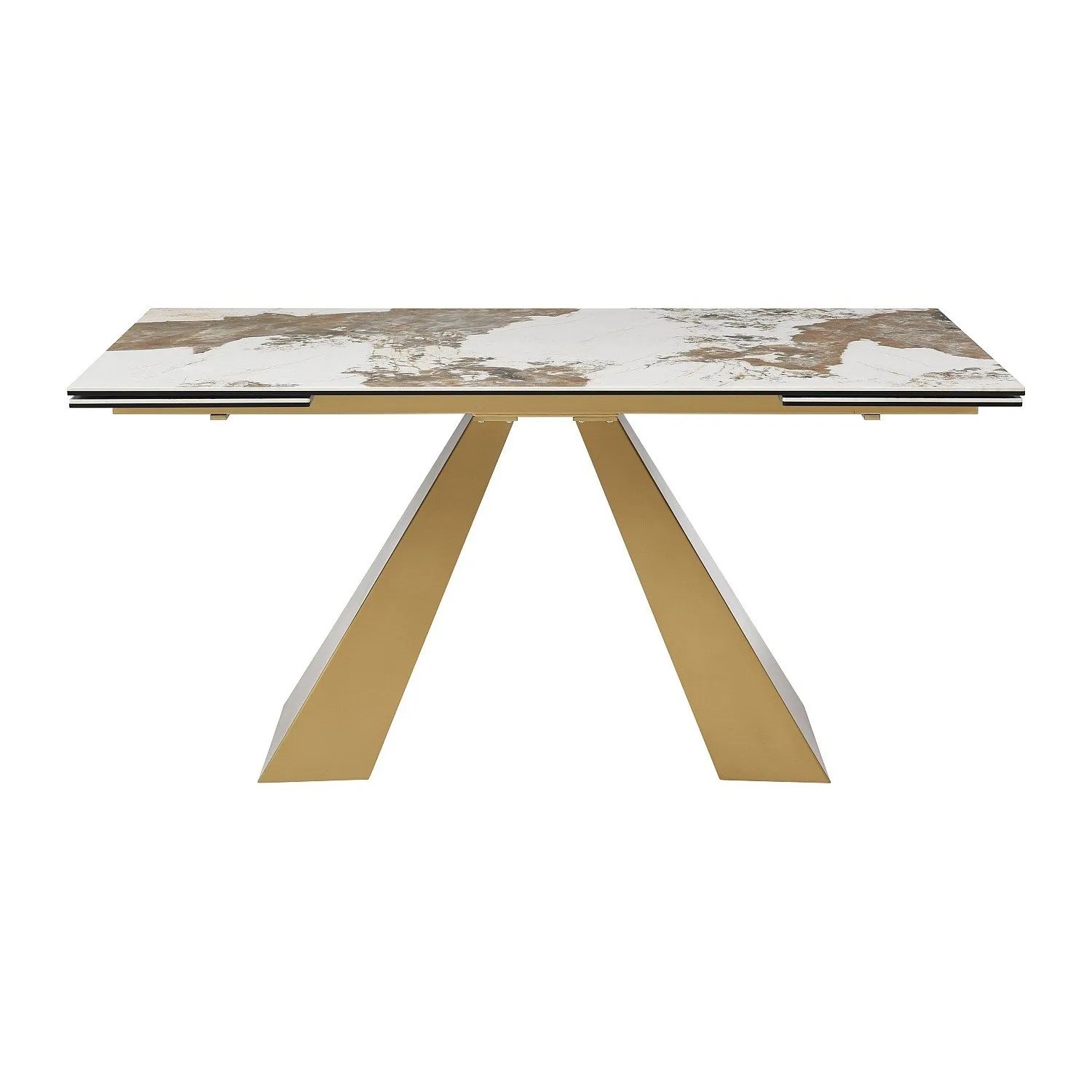 Vente-unique Esstisch Lozipa Taupe  Weiß  Goldfarben 200 cm  160 cm  240 cm