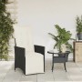Verstellbarer Gartensessel aus Rattan (schwarz) mit cremeweißen Kissen. Bequemer Relaxsessel für Garten oder Terrasse.