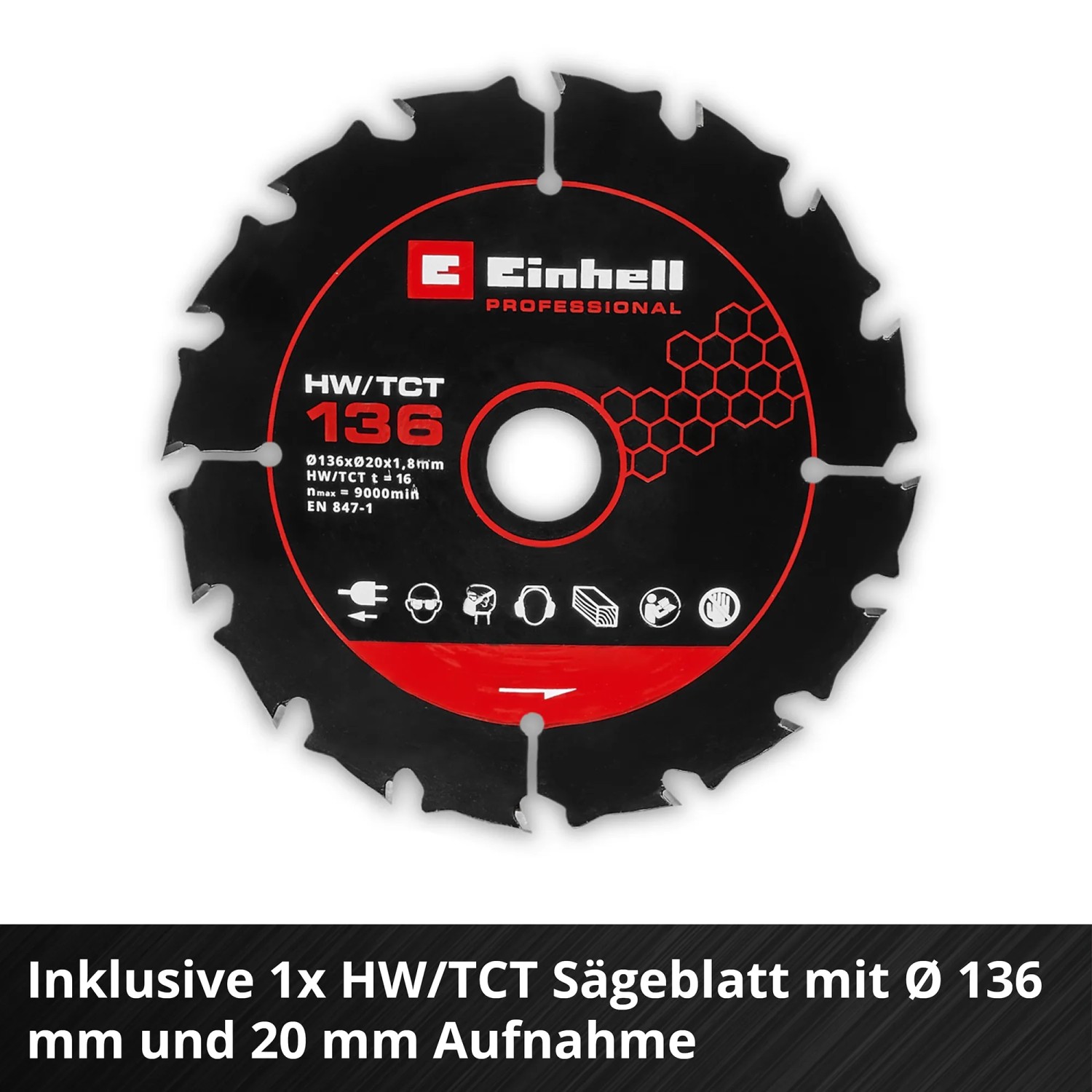 HW/TCT Sägeblatt 136 mm für Einhell Akku-Handkreissäge