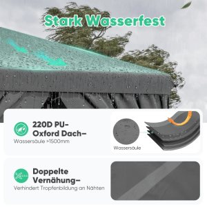 Sunula Faltpavillon 3x3 m mit 4 Seitenteilen Wasserdicht Pop Up Winterfest