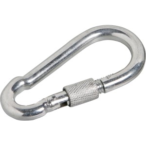 Verzinkter Karabinerhaken, 100 mm, mit Schraubverschluss für Ketten und Seile.