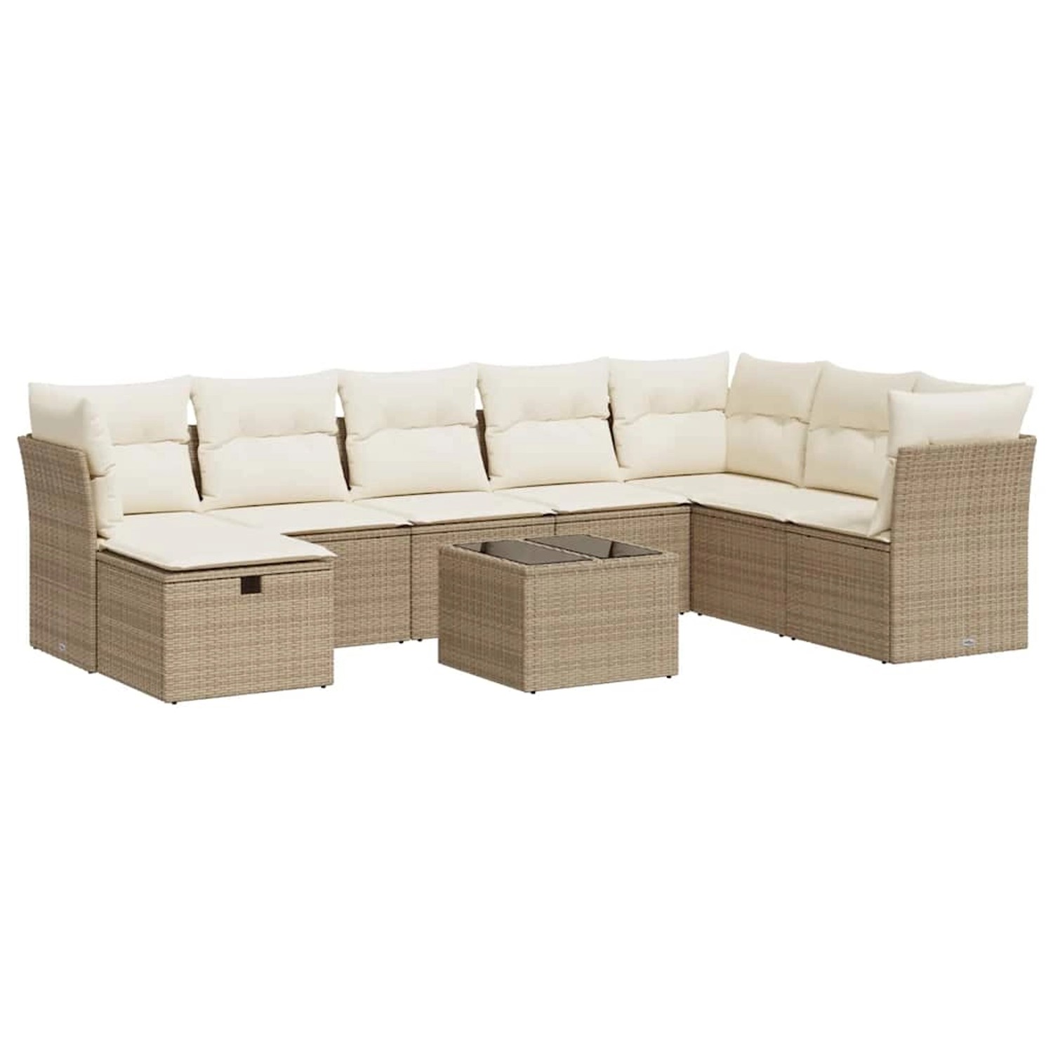 vidaXL 9-Tlg Garten-Sofagarnitur mit Kissen Beige Poly Rattan 3325344 günstig online kaufen