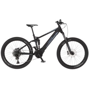 Schwarzes Fischer E-Bike Montis 6.0i Fully mit Brose Motor und gefederter Gabel.
