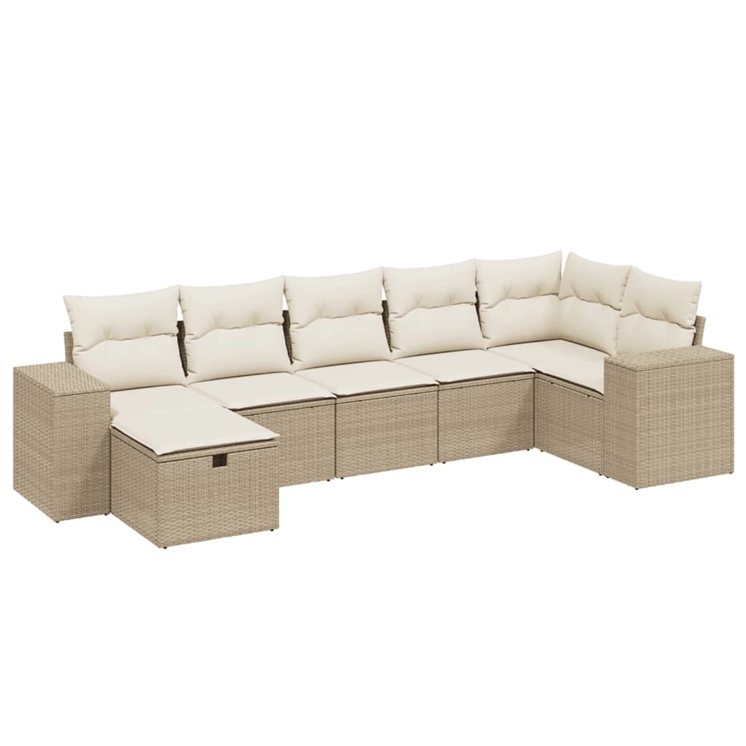 vidaXL 7-Tlg Garten-Sofagarnitur mit Kissen Beige Poly Rattan 3264454 günstig online kaufen