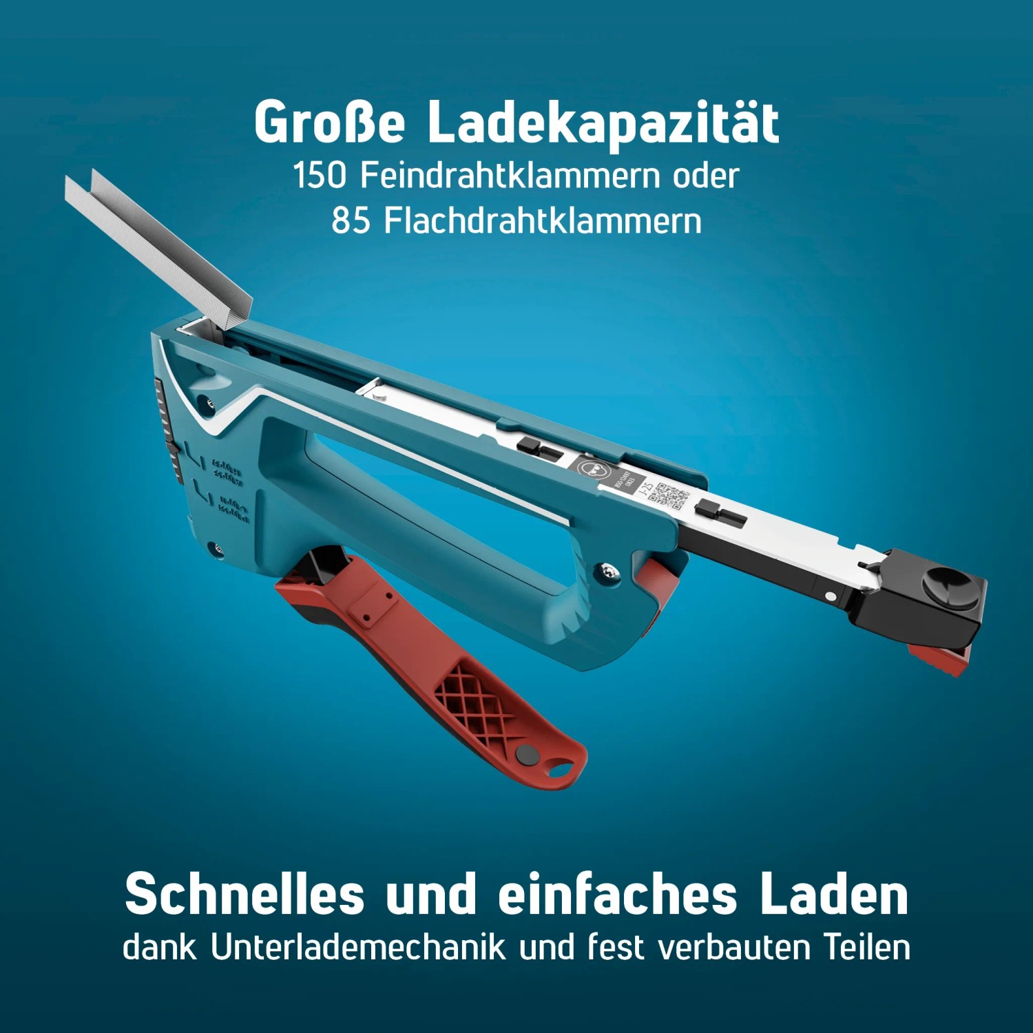 Novus Handtacker J-25: Profi-Tacker in Blau/Rot für Feindraht- und Flachdrahtklammern.