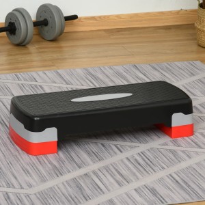 HOMCOM Steppbrett in Schwarz, Grau und Rot für Aerobic und Fitness.