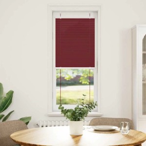 Bordeauxrotes Plissee aus Polyester, 40x100 cm, am Fenster für Sicht- und Sonnenschutz im Wohnraum.