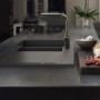 Miló Einbauspüle Luxuria 100 Graphit, Granitspüle mit Doppelbecken und Armatur.