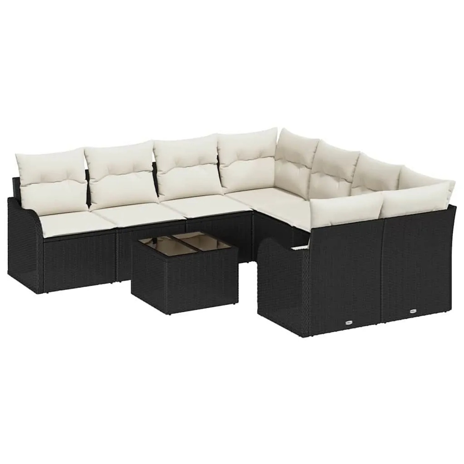 vidaXL Gartensofa-set mit Kissen 9-Tlg Schwarz Poly-Rattan 3345637 günstig online kaufen