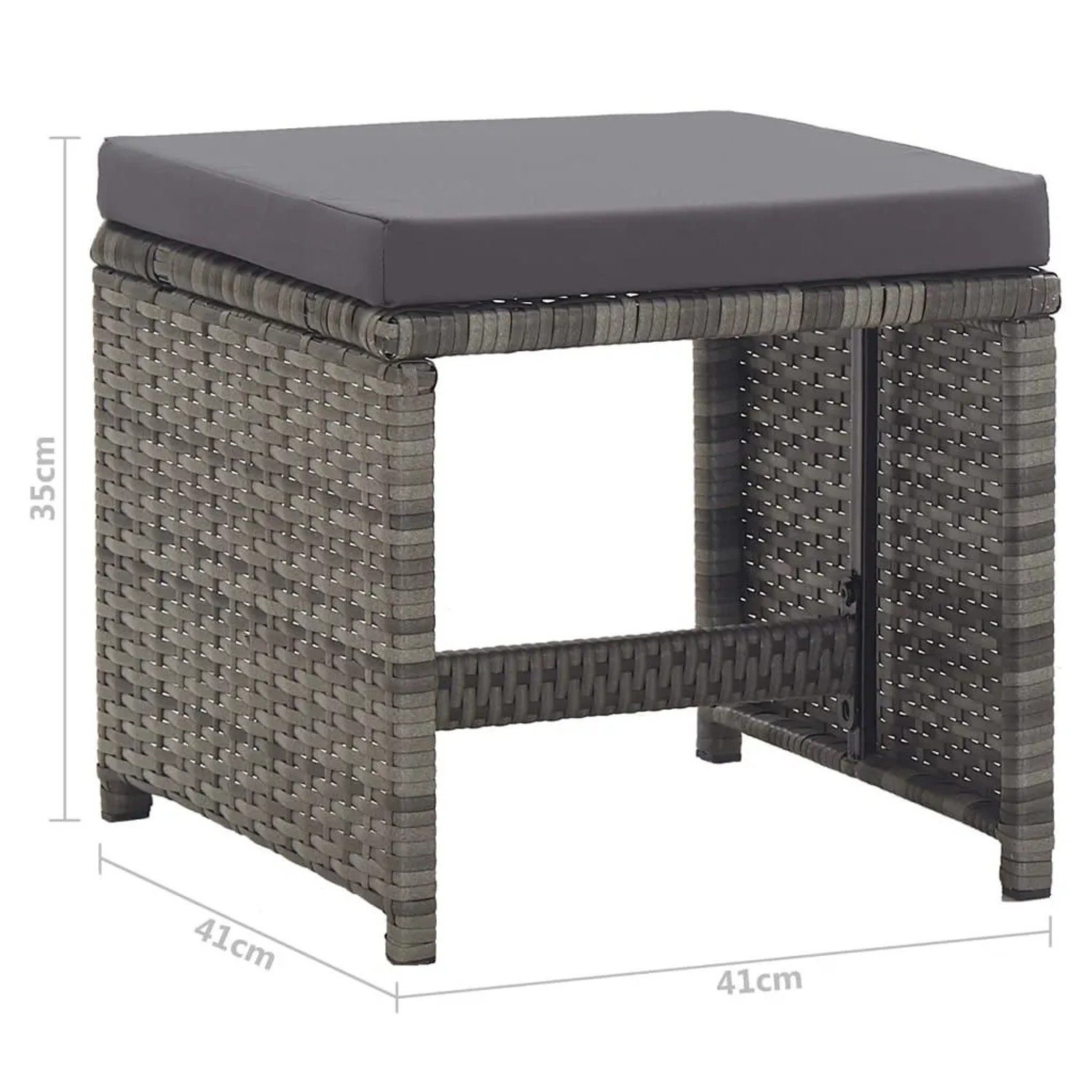 vidaXL Gartenhocker 2 Stk mit Sitzkissen Poly Rattan Anthrazit 46419_8