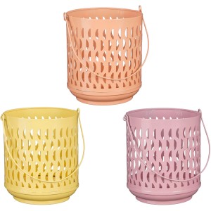 Mica Decorations Windlichter, farbsortiert in Rosa, Violett und Gelb, Ø 15cm.