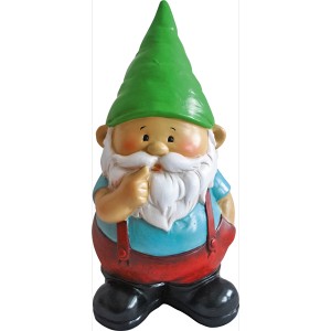 Stehender Gartenzwerg, 20 cm, mit grünem Hut und roter Hose als Dekoration für den Garten.