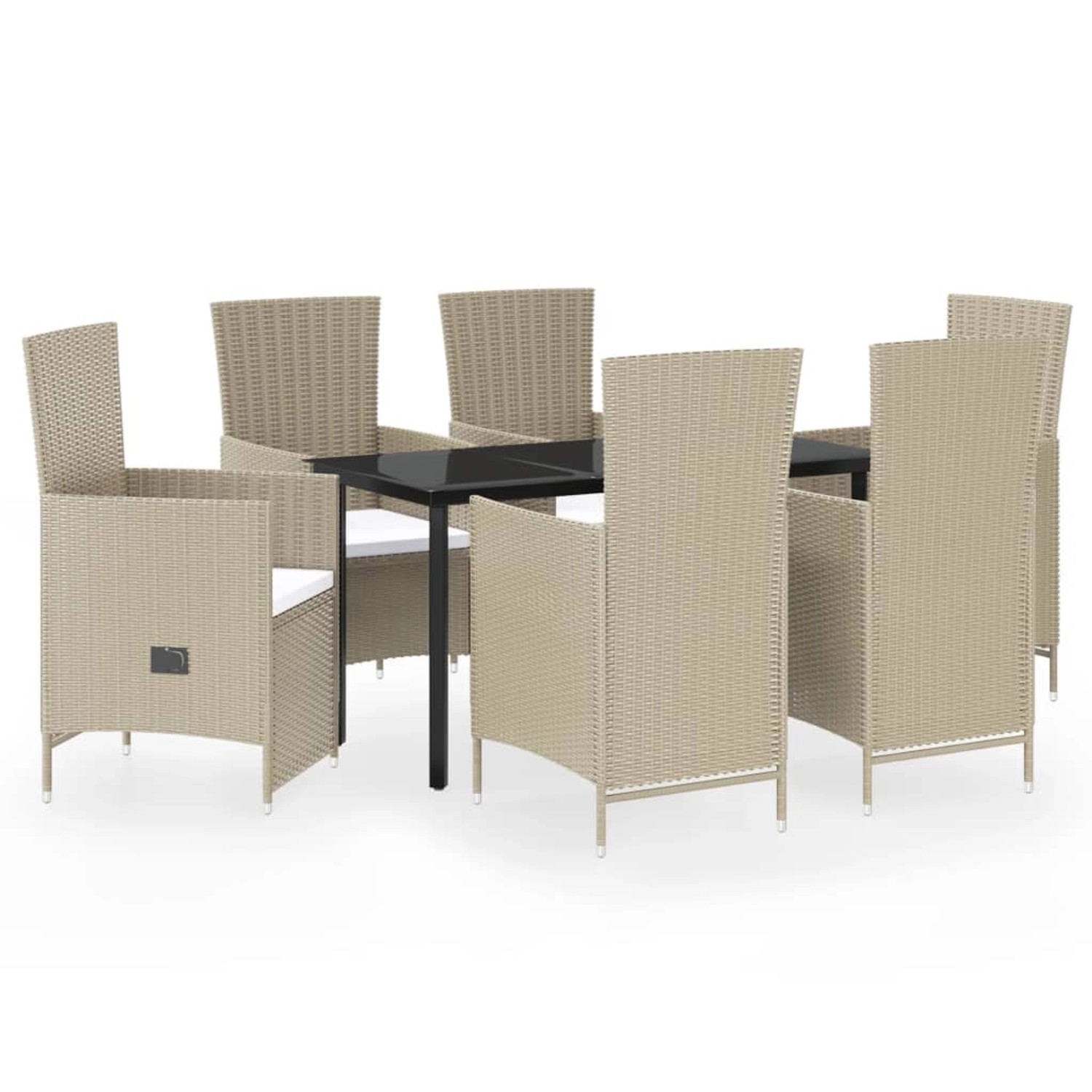 vidaXL 7-Tlg Garten-Essgruppe mit Auflagen Beige 3099465