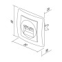 Skizze einer silbernen TEM EKONOMIK 2-fach RJ45 Netzwerkdose Cat5e mit Maßangaben.