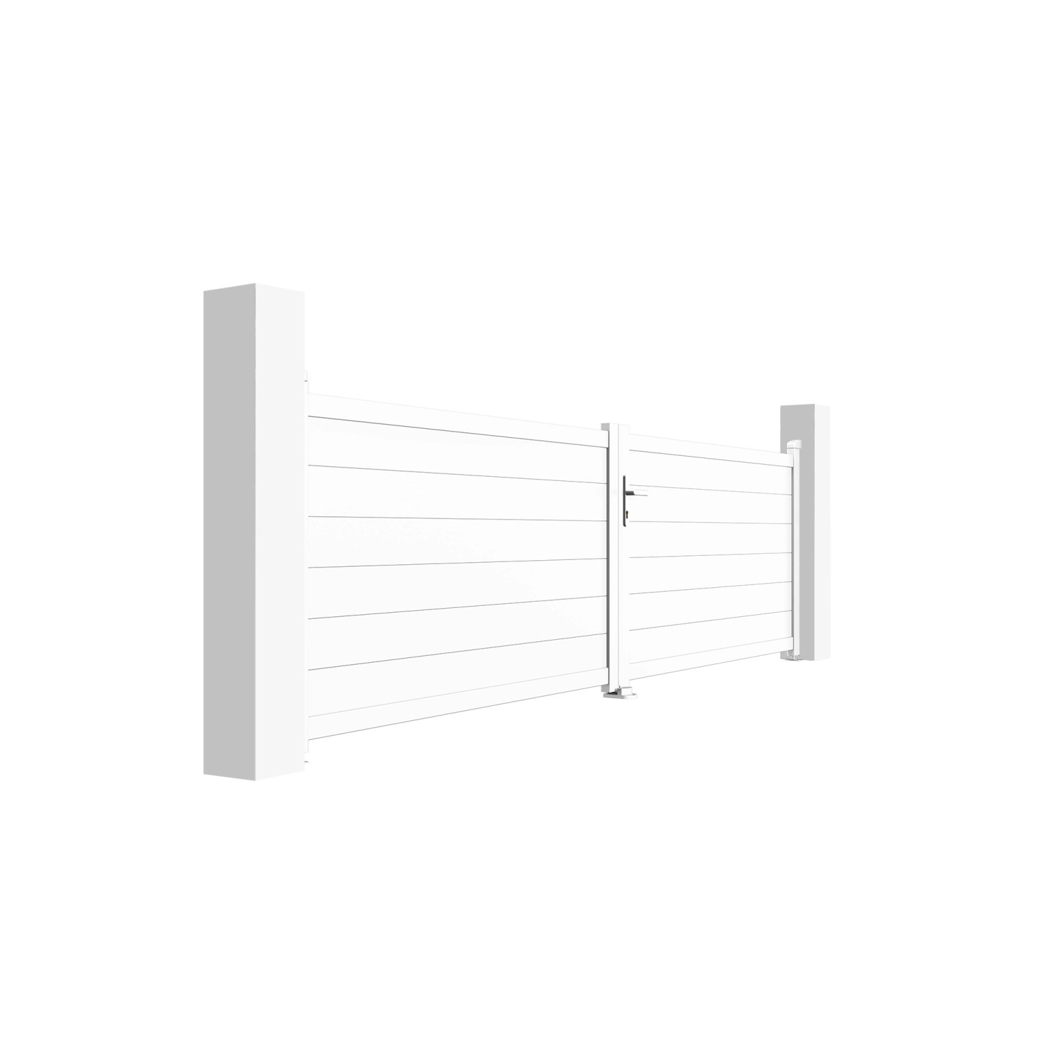 Weißes Casanoov Flügeltor Eiger 4M mit elektrischem Drehtorantrieb Hicker B200.