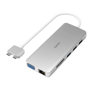 Hama USB-C Hub Connect2Mac mit 12 Ports für MacBook Air & Pro, silber.