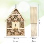 CULT at home Insektenhotel aus Holz, braun, 41x28,5 cm. Hausform mit Bambusröhren & Holzblöcken für Bienen & Insekten.