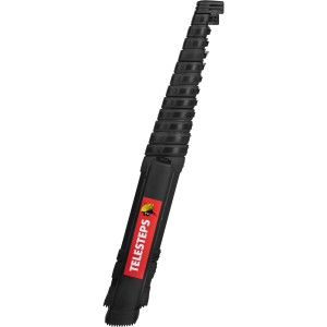 Zusammengeklappte PROREGAL Stufen-Teleskopleiter Prime Line mit 13 Stufen aus Aluminium.