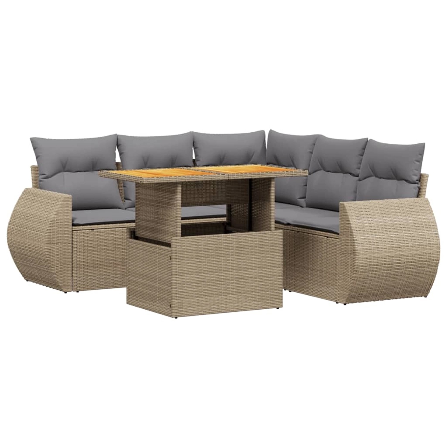 vidaXL 6-Tlg Garten-Sofagarnitur mit Kissen Beige Poly Rattan 3272193 günstig online kaufen