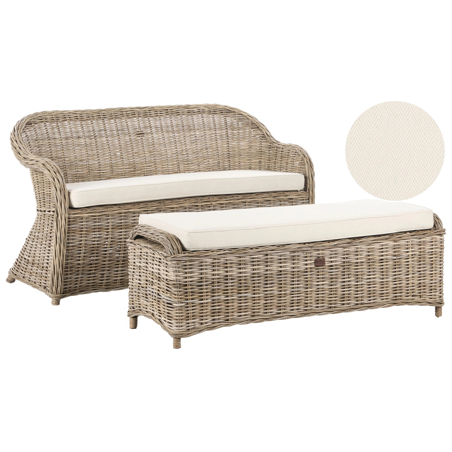 Beliani Gartensofa SUSUA Cremeweiß 69x141x86 günstig online kaufen