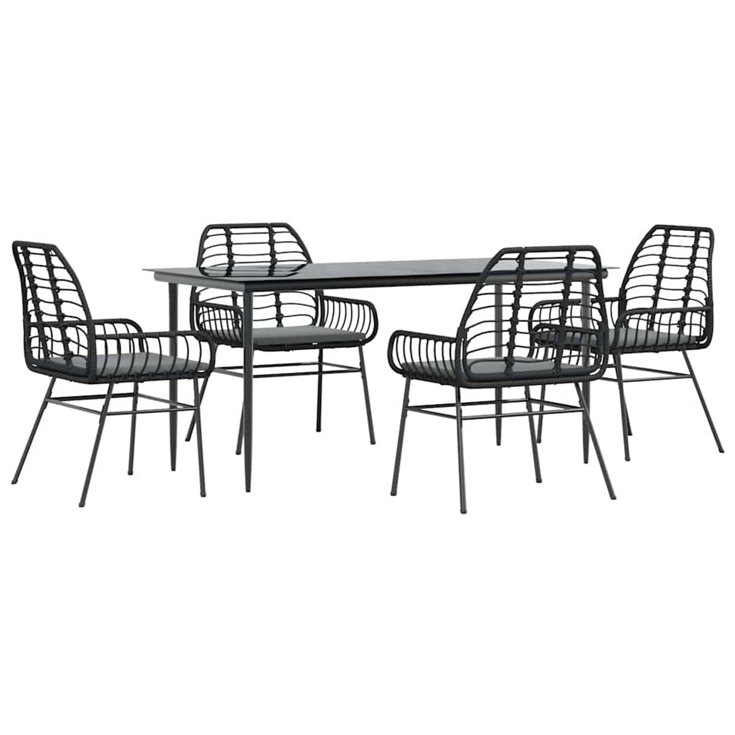 vidaXL 5-Tlg Garten-Essgruppe mit Kissen Schwarz Poly Rattan Glas 3334453 günstig online kaufen