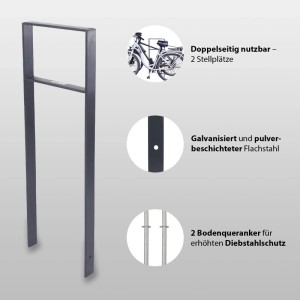 TRUTZHOLM Fahrradanlehnbügel, anthrazit, für 2 Fahrräder, zum Einbetonieren.