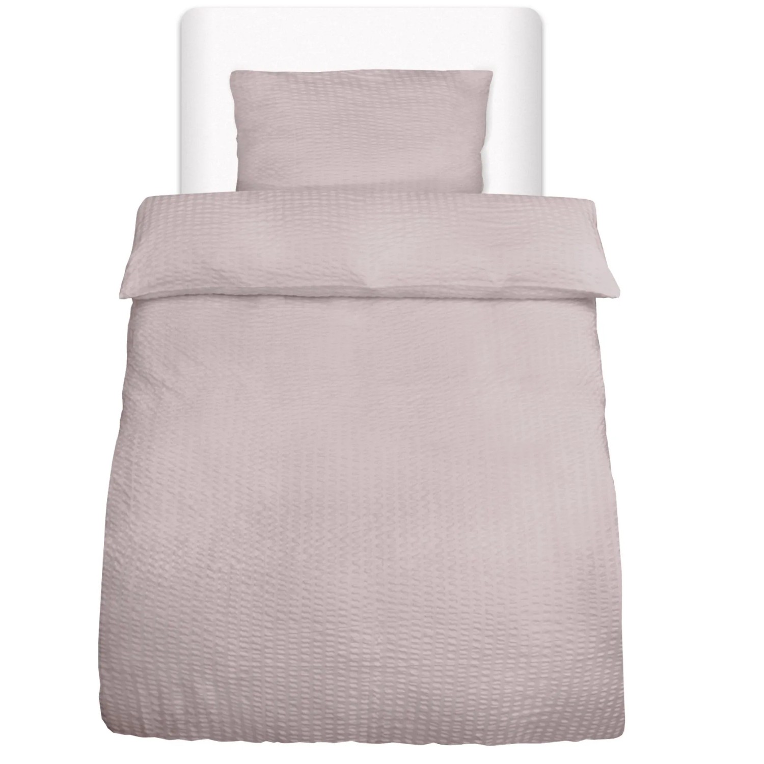 Beautissu Meline Bettbezug 135x200cm + Kissenbezug 40x80cm Taupe Seersucker günstig online kaufen