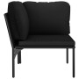 Schwarzes Eckteil des vidaXL Garten-Lounge-Sets mit Auflagen und Stahlrahmen.