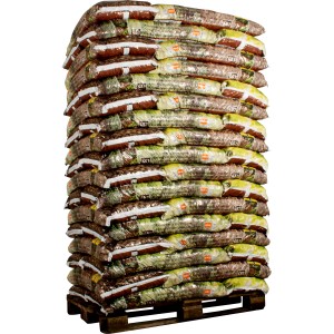 Palette OBI Pinienrinde Grob, 51 Säcke à 45 l, zur Bodenabdeckung und Unkrauthemmung im Garten.