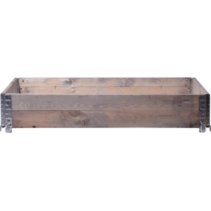 Rechteckige, graue Dobar Pflanzbeet-Umrandung aus Holz, 120x80x20 cm, mit Metallecken.