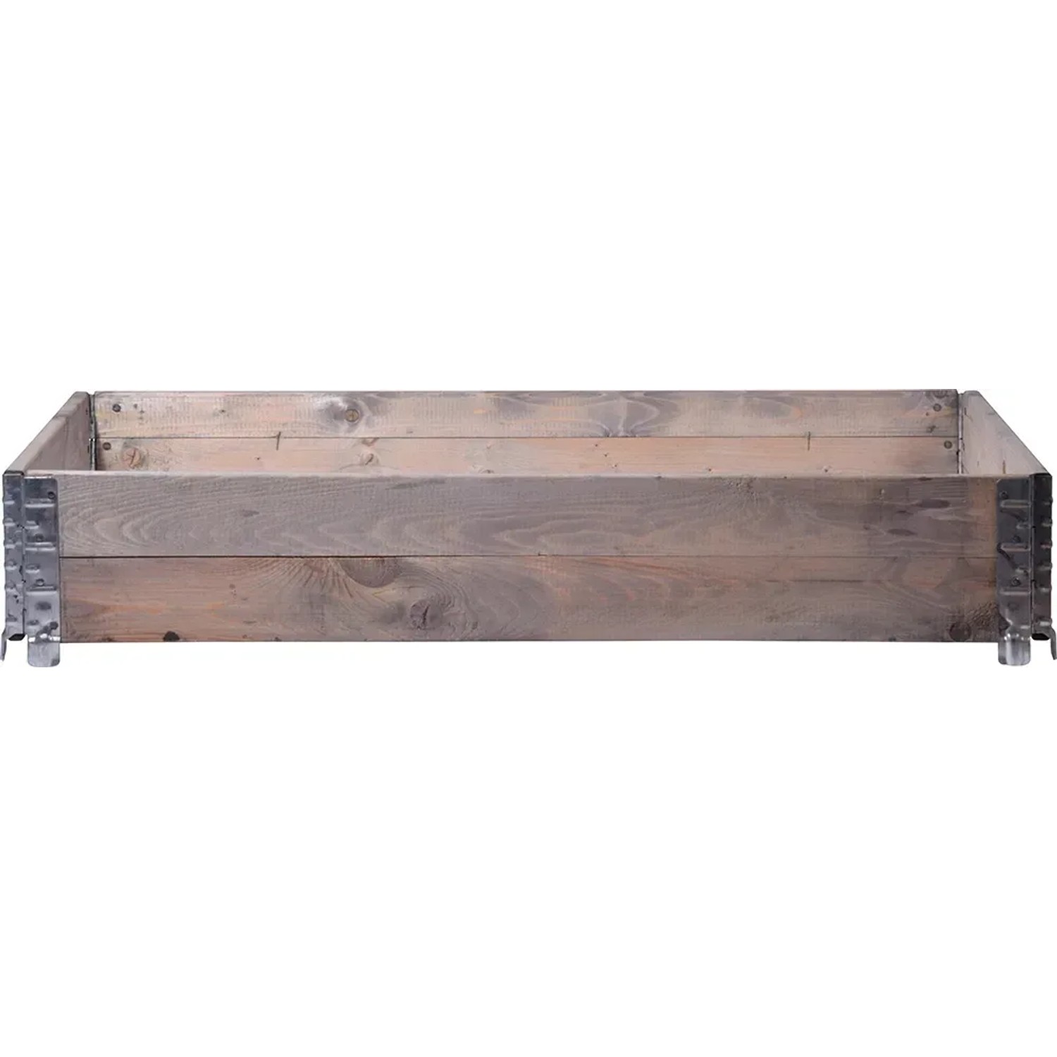 Rechteckige, graue Dobar Pflanzbeet-Umrandung aus Holz, 120x80x20 cm, mit Metallecken.