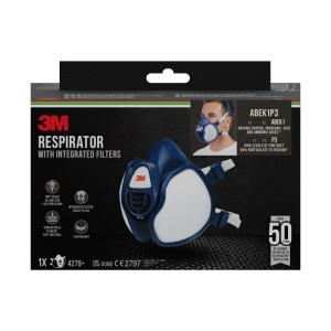 3M Maske 4279+ ABEK1P3, dunkelblaue Atemschutzmaske für chemische Stoffe.