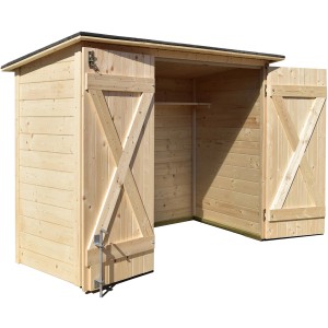 Weka Fahrradbox aus Fichte, 205x84cm, mit Doppeltür und Regalboden zur Aufbewahrung von Fahrrädern und Gartengeräten.