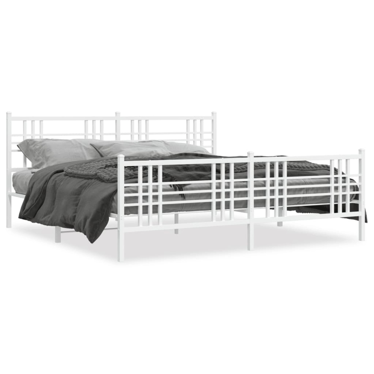 vidaXL Bettgestell mit Kopf- und Fußteil Metall Weiß 183x213 cm 376396 günstig online kaufen