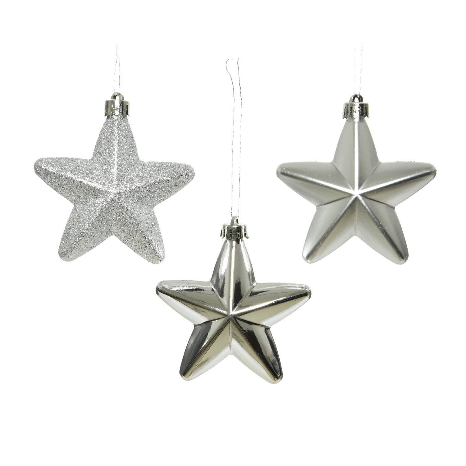 Marelida Christbaumschmuck Sterne Weihnachtsbaumschmuck Bruchfest Silber 6St Kunststoff