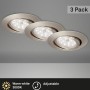 3er-Set Briloner LED-Einbaustrahler in Nickel matt, schwenkbar für warmweißes Licht.