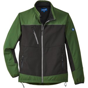 Scheibler Softshelljacke Active in Schwarz-Oliv, Arbeitskleidung mit Stretch, winddicht und wasserabweisend.